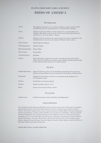 The portfolio of six (6) plates from Audubon's Birds of America